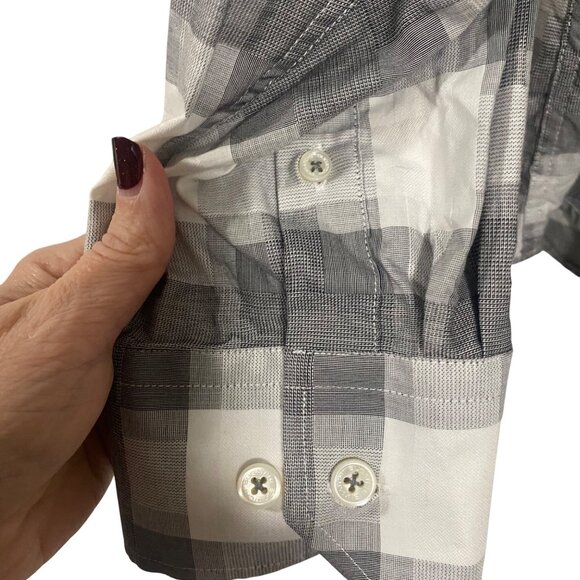 Bugatchi Gray Plaid Long Sleeve Button Up Shirt Men's Size XL - Picture 3 of 10
